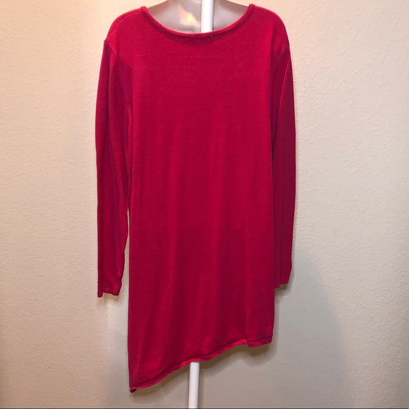 Susan Graver - Red, Asymmetrical Sweater - Picture 3 of 6